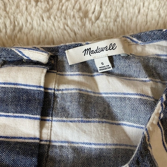 Madewell Stripe Button Back Linen Blend Dress S - Picture 7 of 8